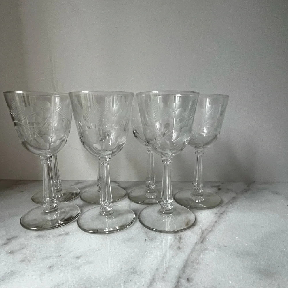 Libbey Glass Company Crystal Garland wine goblet, glasses set of 7